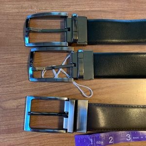 3 leather belts w/ silver buckles